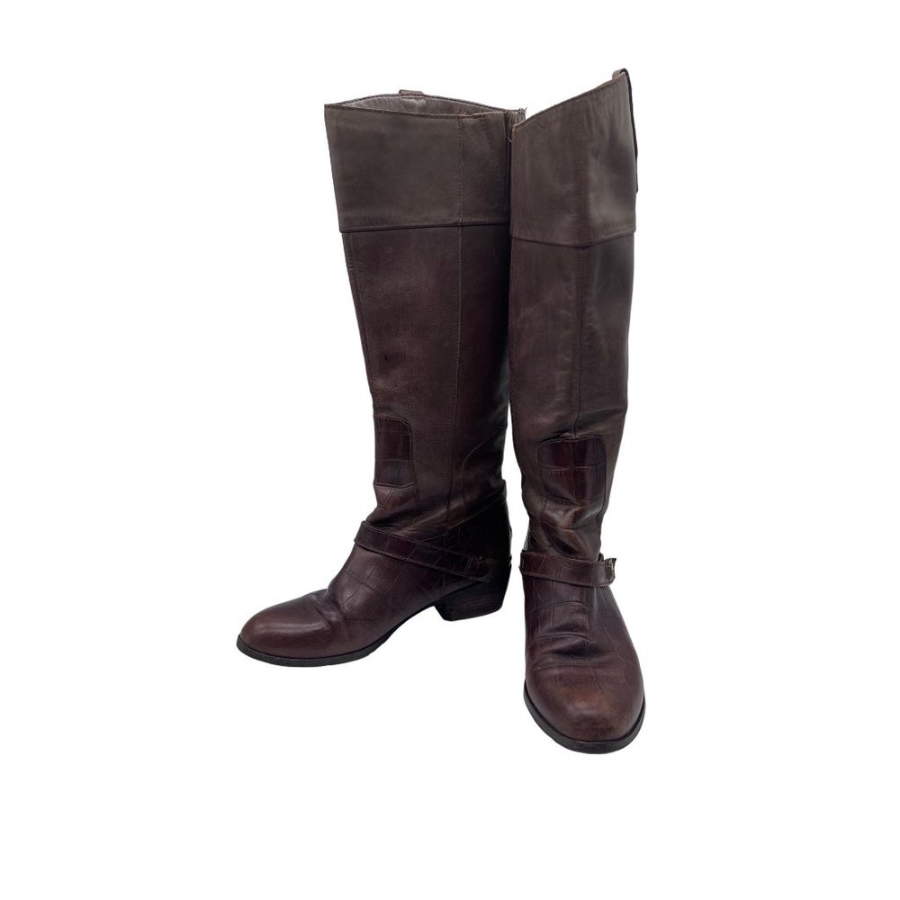 Sam Edelman Women’s size 7B Croc Embossed Leather back zip Boots